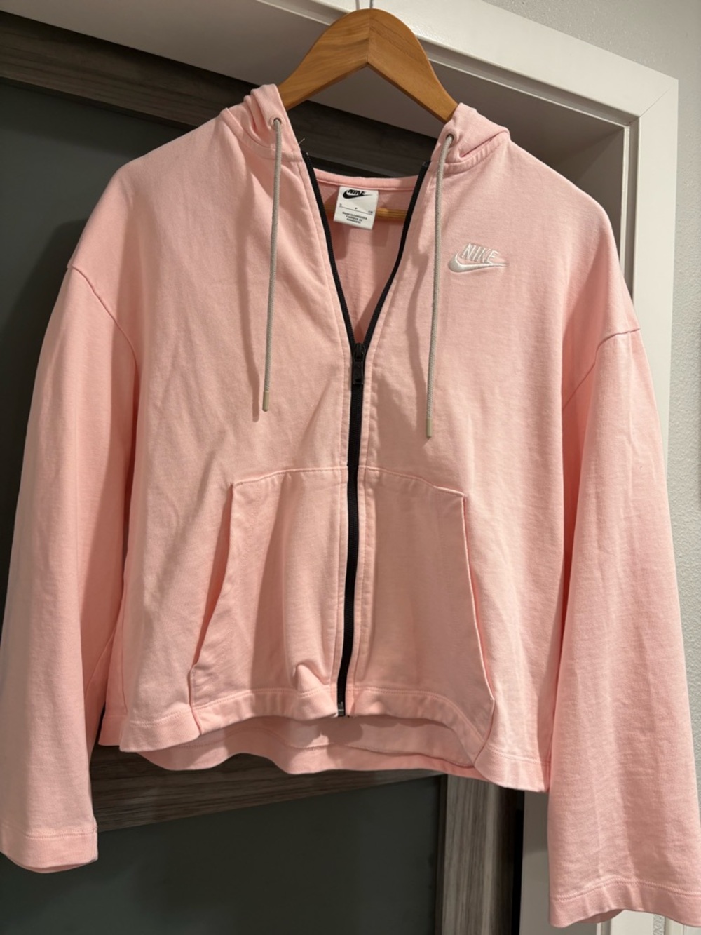 Nike Light Pink Cropped Hooded Zip-Up Jacket